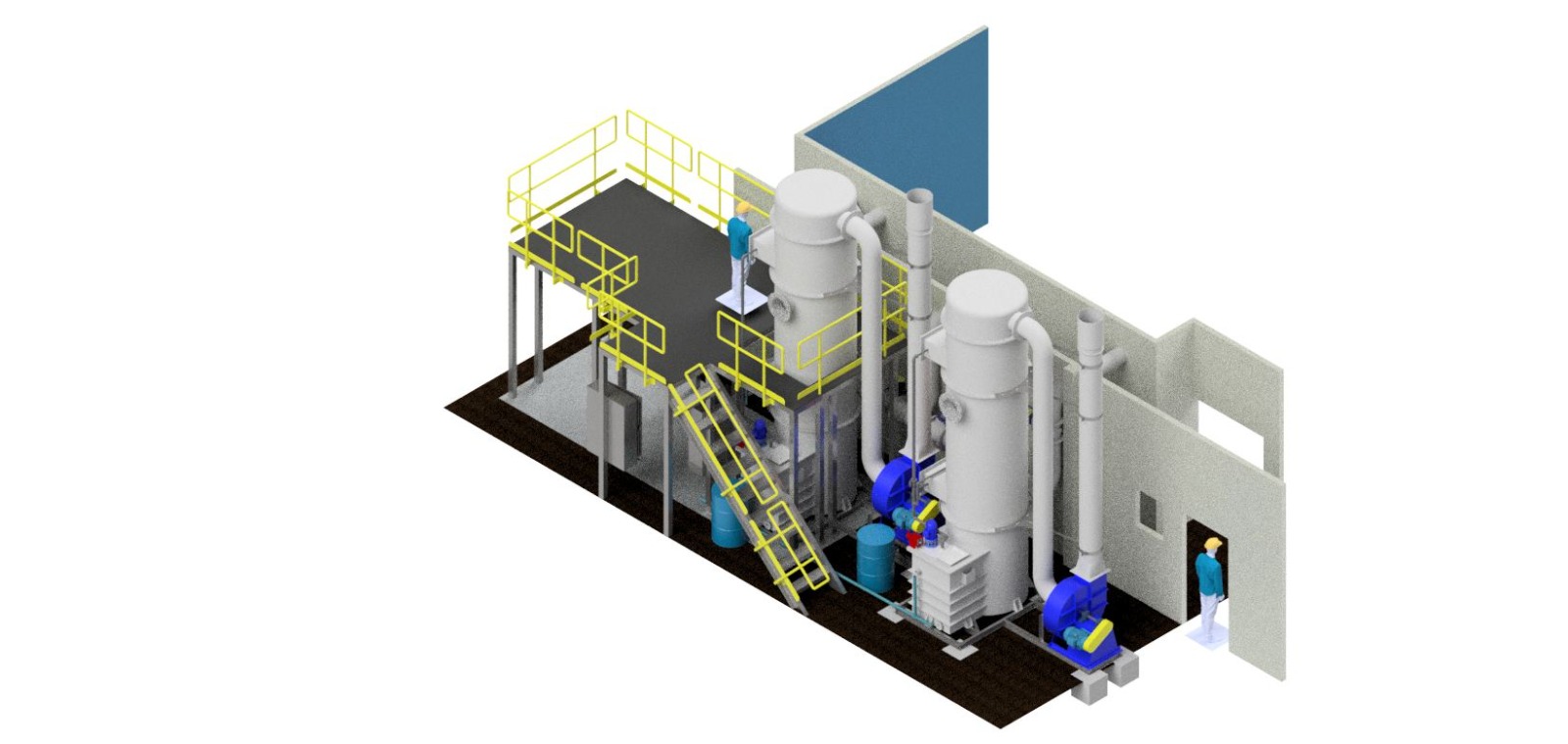 Modelo tridimensional de sistema de lavadores de gases desarrollado por Ingeniería REIMAQ