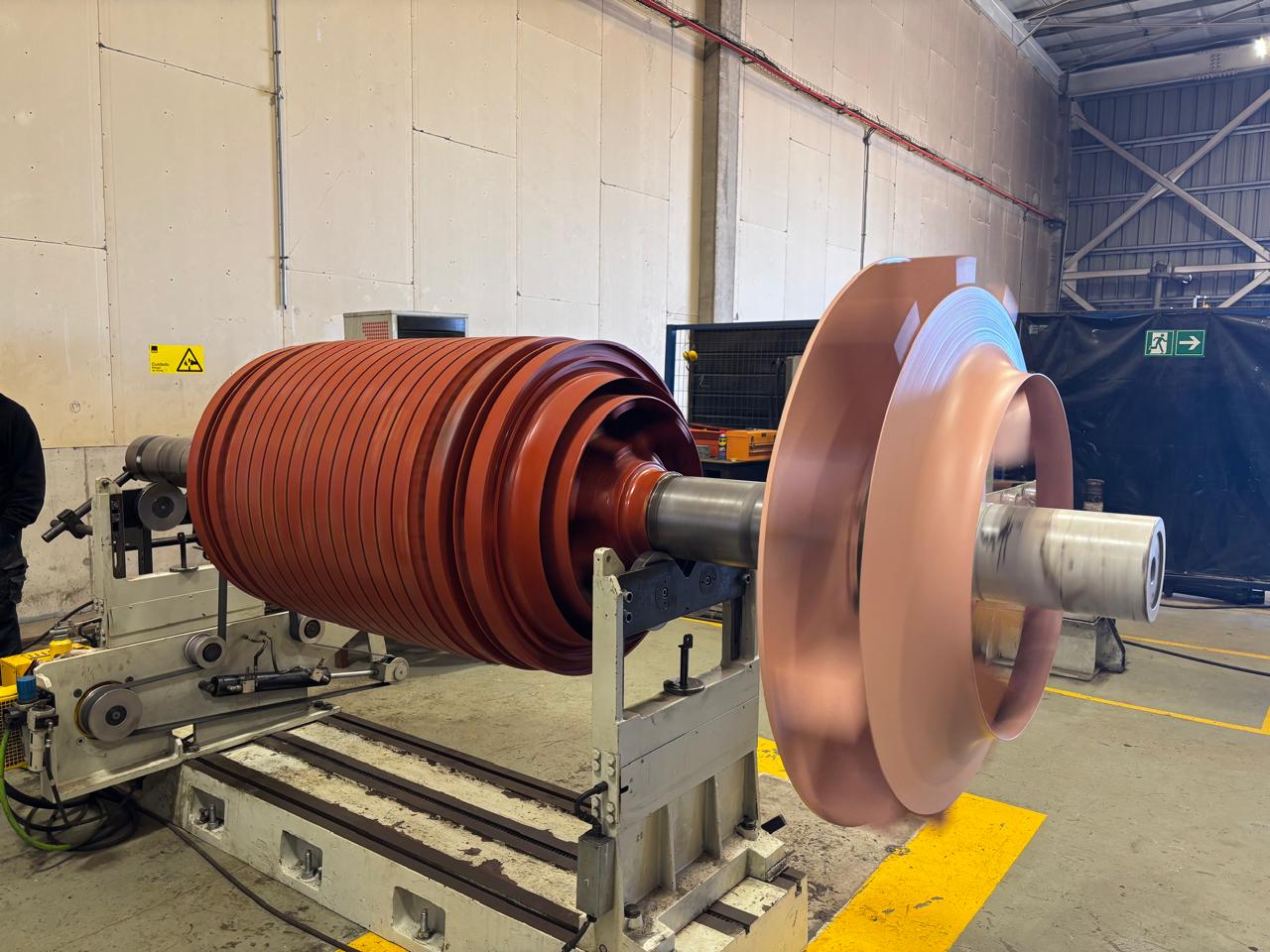 Rotor industrial sobre máquina balanceadora